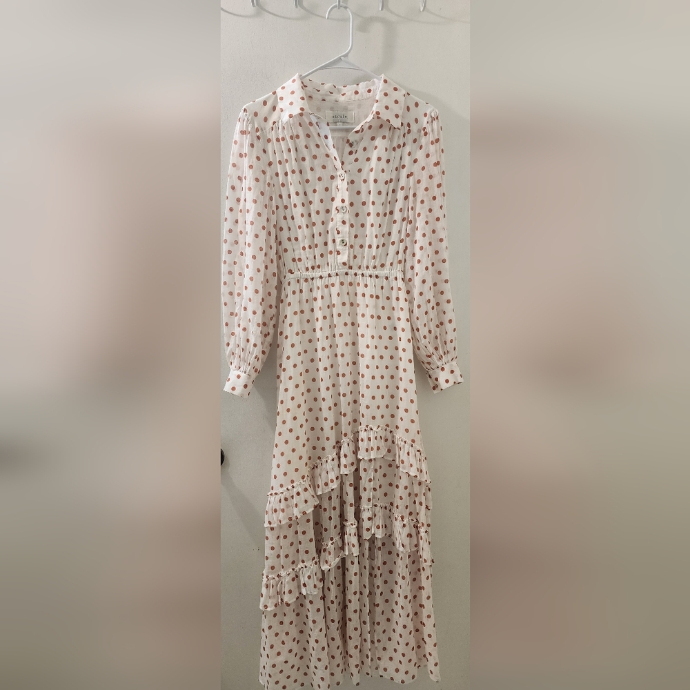 Steele Elegant Polka Dot Maxi‎ Dress Without Belt, Size Small, Cotton.
